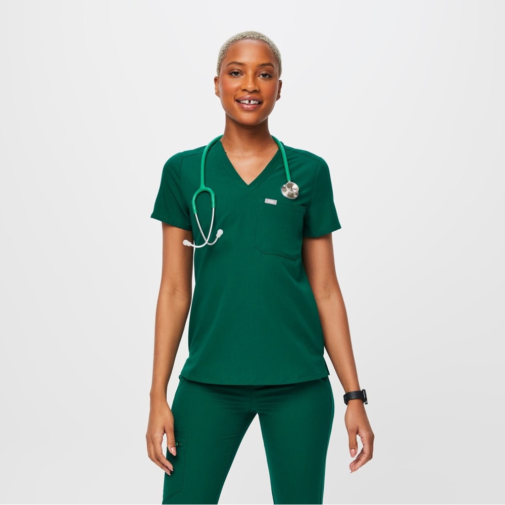 Figs Hunter Green Catarina Top